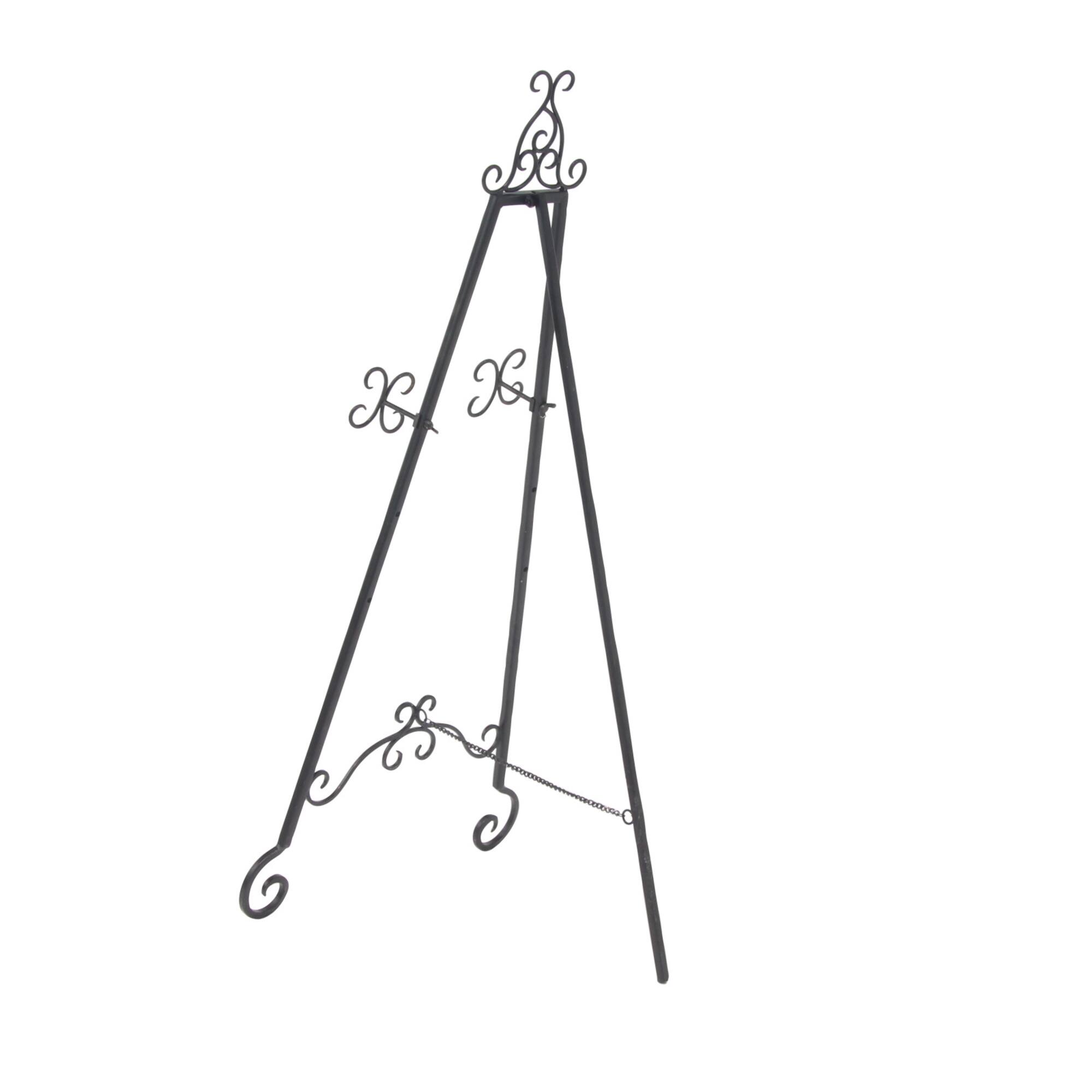 Traditional Black Iron Floor Easel, 46" x 21" x 22"